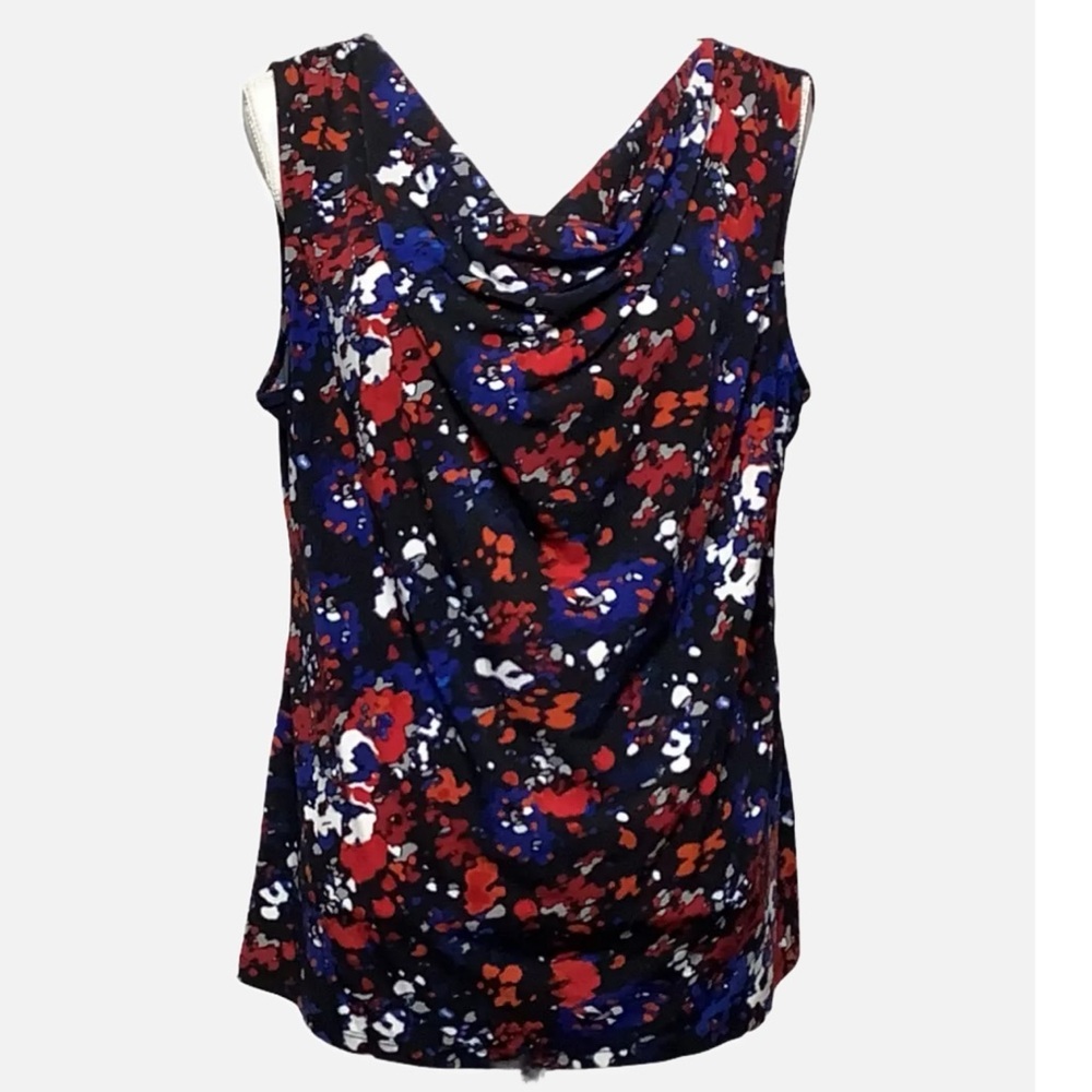 George-  Women's multi color drape neck sleeveless blouse Size Small - Picture 2 of 10